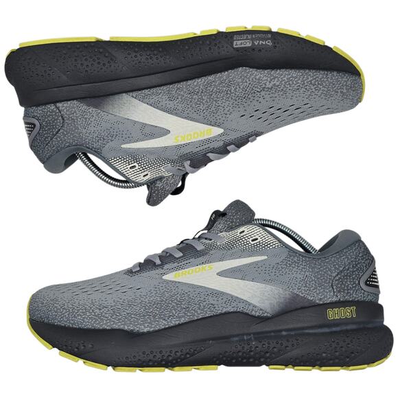Brooks Ghost 16 Grey Primer Lime Mens 9.5 Extra Wide 4E Running Shoes Sneakers main image 4